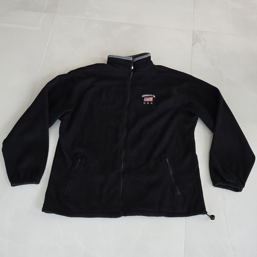 Coronado California Black and Gray Fleece Zip-Up Jacket - XXL